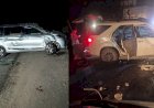 जोघों में हाई-वे पर पलटी गाड़ी तो स्वारघाट में ट्रक से टकराई कार ,चार लोग घायल
