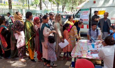 रेणुका जी  मदिर परिसर में .........200  भक्तों की हुई मुफ्त स्वास्थ्य  जाँच