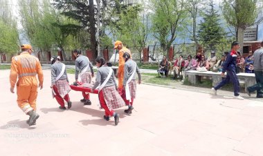 राष्ट्रीय आपदा प्रतिक्रिया बल द्वारा किन्नौर जिला के रा.व.मा.पा. कल्पा में आयोजित किया गया परिचय अभ्यास