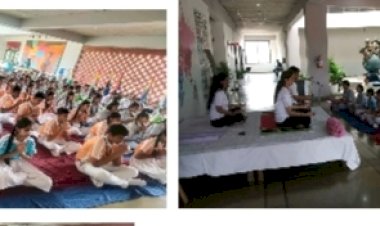अंतर्राष्ट्रीय योग दिवस छात्रों  ने  किया योग .....अरिहंत इंटरनेशनल स्कूल में .....