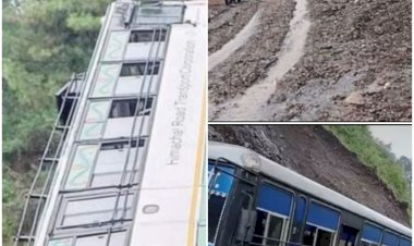 चौपाल और राजगढ़ में लैंडस्लाइड की चपेट में आई बस ......बुजुर्ग सहित सतलुज में बही 18 बकरियां .....