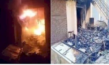 जूते की दुकान में लगी आग, लाखों का नुकसान