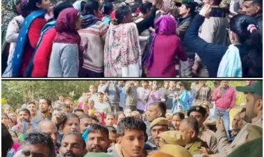 पुलिस व वन विभाग के कर्मचारियों के साथ ग्रामीणों की धक्का मुक्की, प्रदर्शनकारी महिला धक्का मुक्की में नीचे गिरने के बाद हुई बेहोश,