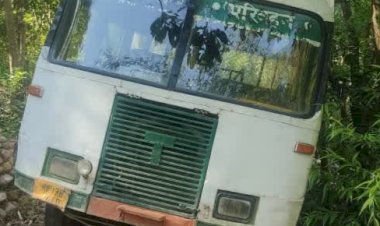 एचआरटीसी की बस दुर्घटनाग्रस्त, सवारियों में मची अफ रा तफ री