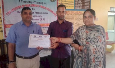 सिरमौर जिला के विकासखंड पांवटा साहिब के अंतर्गत ग्राम पंचायत, भगानी में 8 पंचायतों के लिए चल रहे तीन दिवसीय आपदा प्रबंधन प्रशिक्षण कार्यक्रम का हुआ समापन