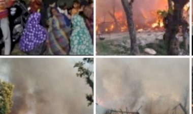 गिरी नगर के नजदीक गुज्जरों के डेरे में हुआ अग्निकांड, 20 छप्पर जले, सभी परिवार सुरक्षित