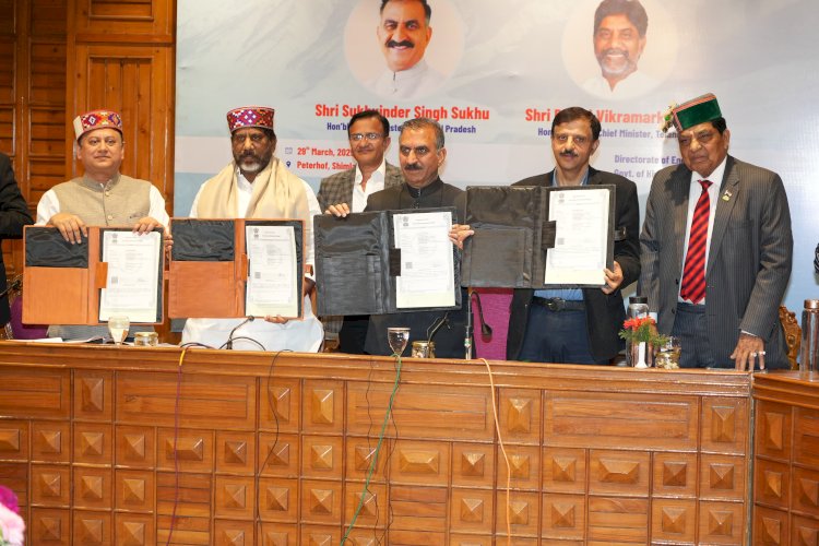 हिमाचल और तेलंगाना के मध्य सेली और मियार जल विद्युत परियोजनाओं के लिए समझौता ज्ञापन हस्ताक्षरित
