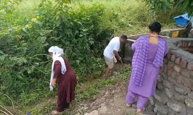 श्री गोगा माड़ी खदरी के परिसर में स्थित बावड़ी में चलाया गया सफाई अभियान