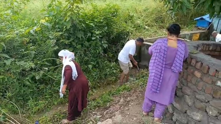 श्री गोगा माड़ी खदरी के परिसर में स्थित बावड़ी में चलाया गया सफाई अभियान