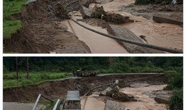 भारी बारिश से त्रिलोक पुर बाई पास  सड़क मार्ग अवरुद्ध: 60 मीटर हिस्सा हूआ ध्वस्त..