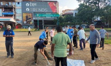 खस्ताहाल चौगान को सुधारने के लिए खिलाडी उतरे मैदान में, सिरमौर फ़ुटबाल संघ - रोटरी क्लब ने उठाया बीड़ा