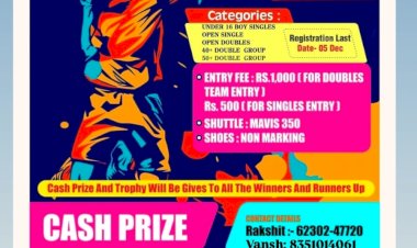 नाहन में ओपन बैडमिंटन टूर्नामेंट 7 दिसंबर से शुरू, पंजीकरण की अंतिम तिथि 5 दिसंबर